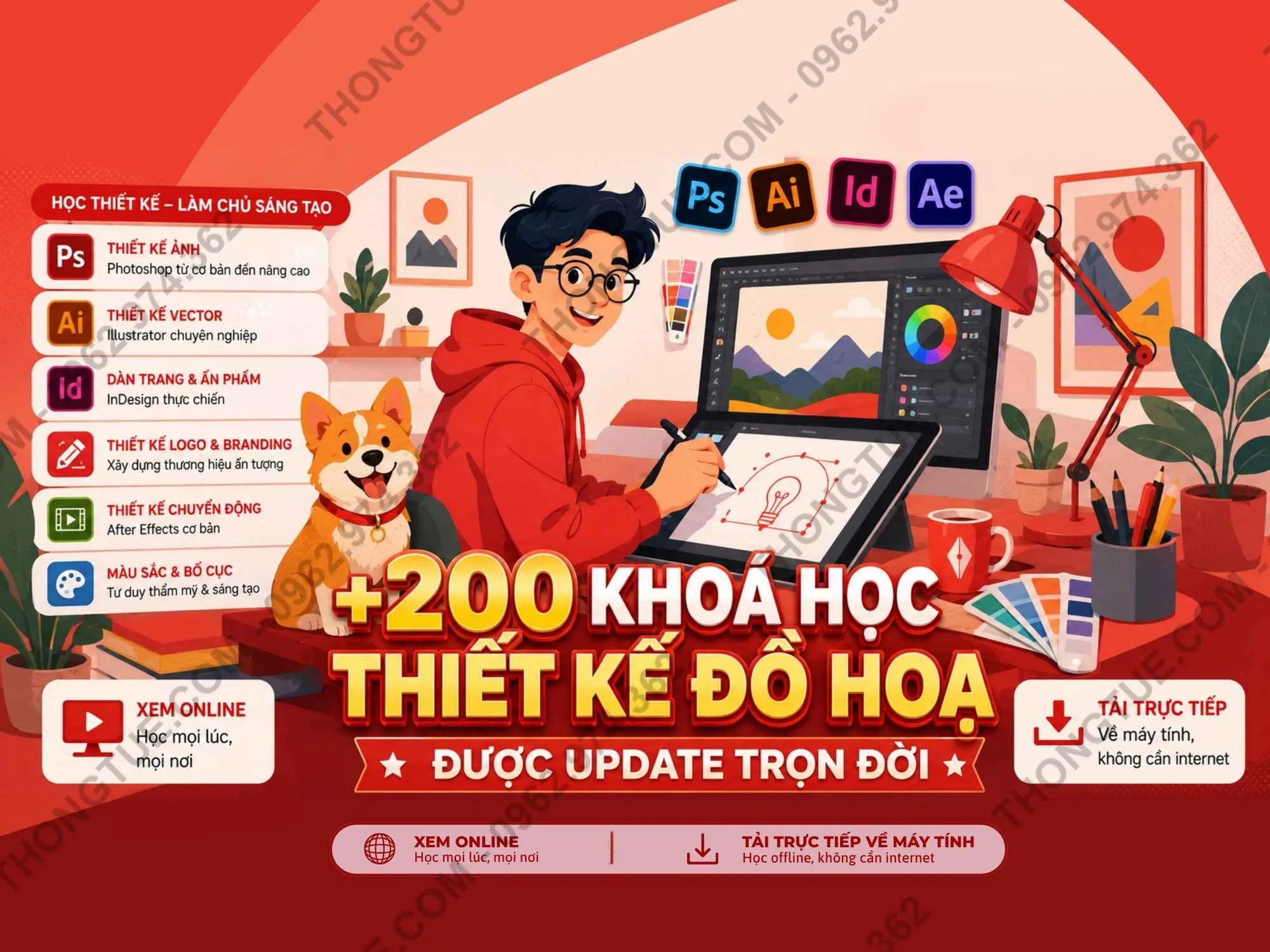 combo 200 khoá học thiết kế đồ hoạ mới nhất 2026