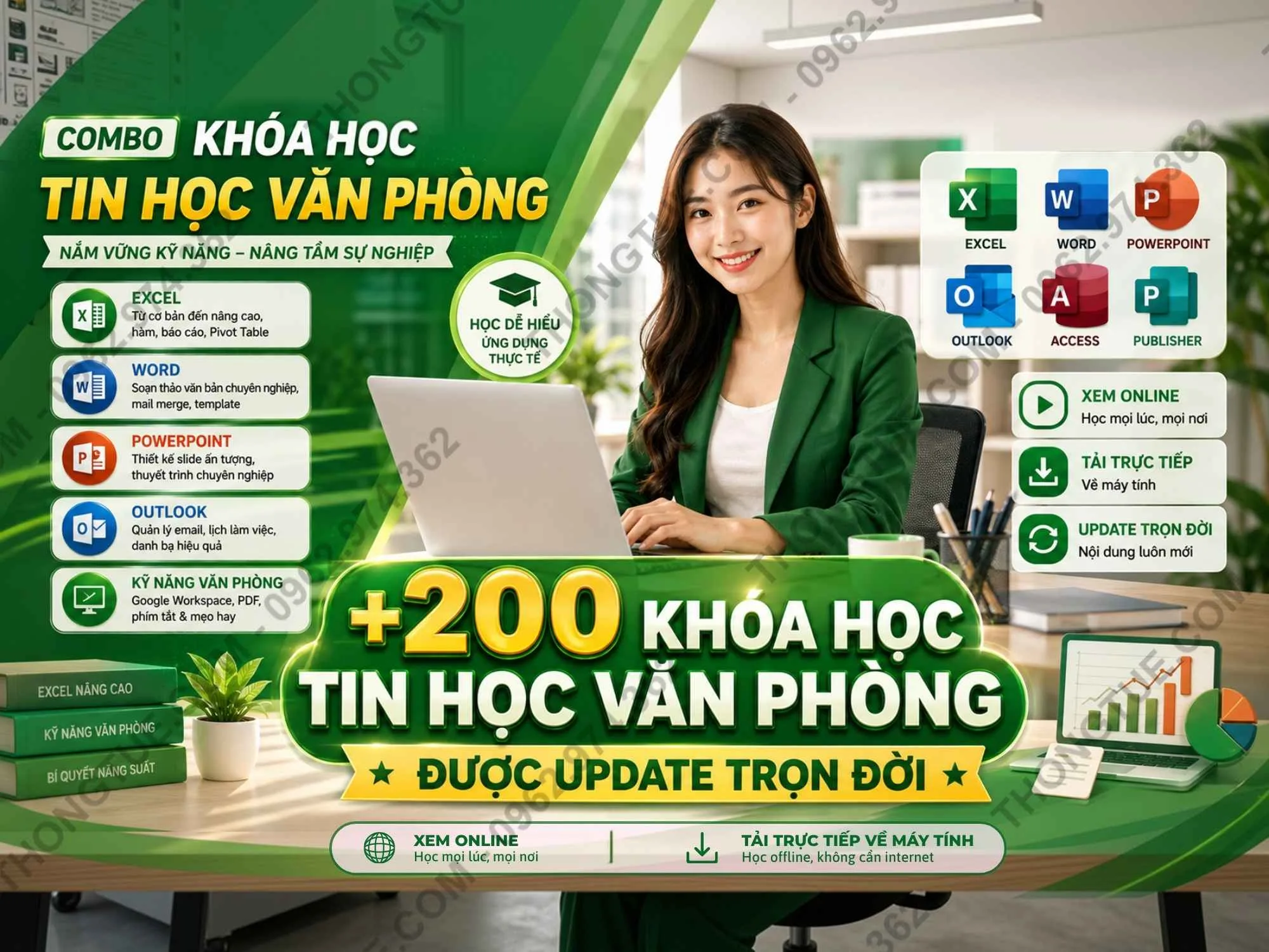 combo 200 khoá học tin học văn phòng 2026
