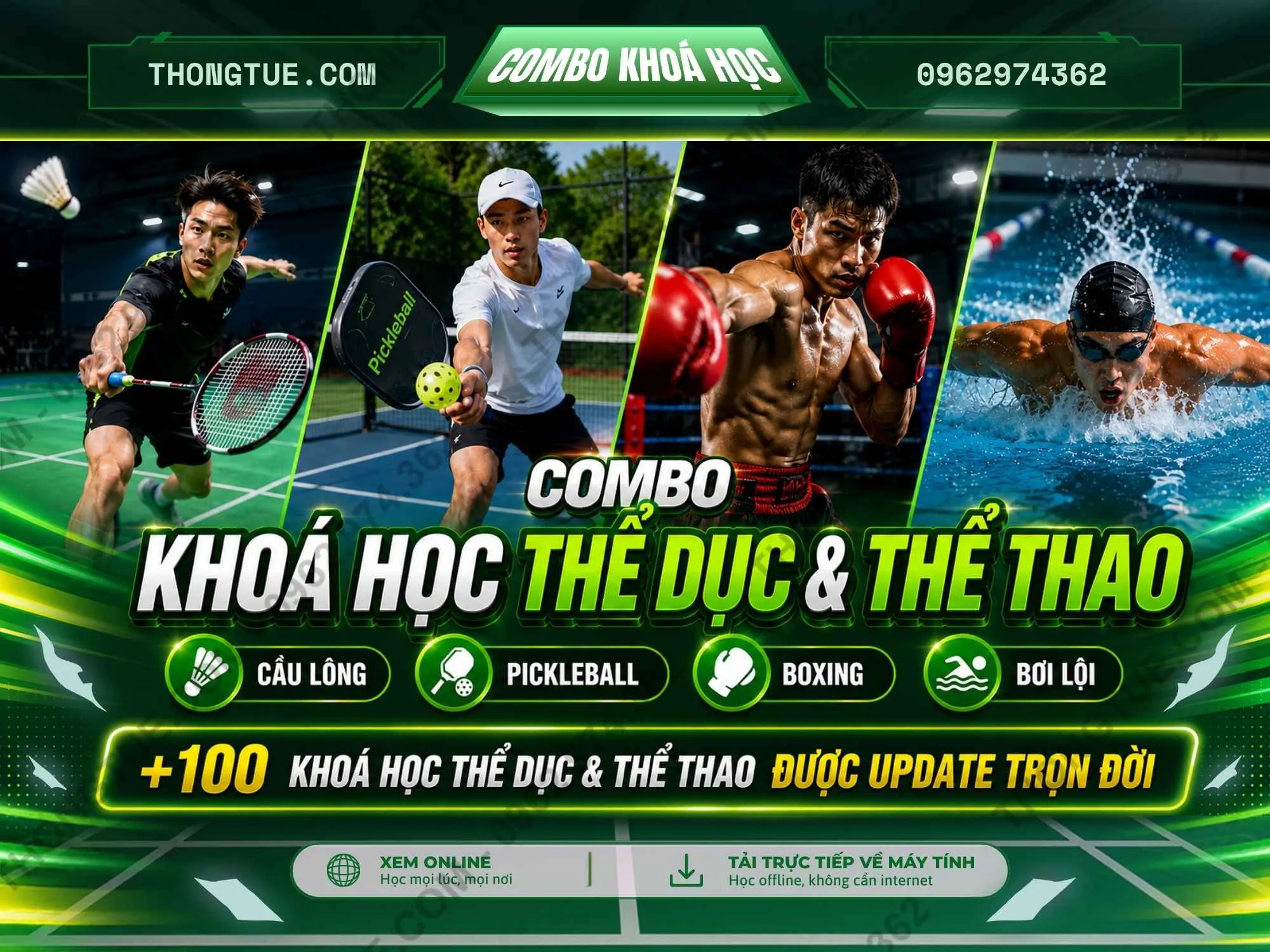 combo 100 khoá học thể dục thể thao chi tiết 2026