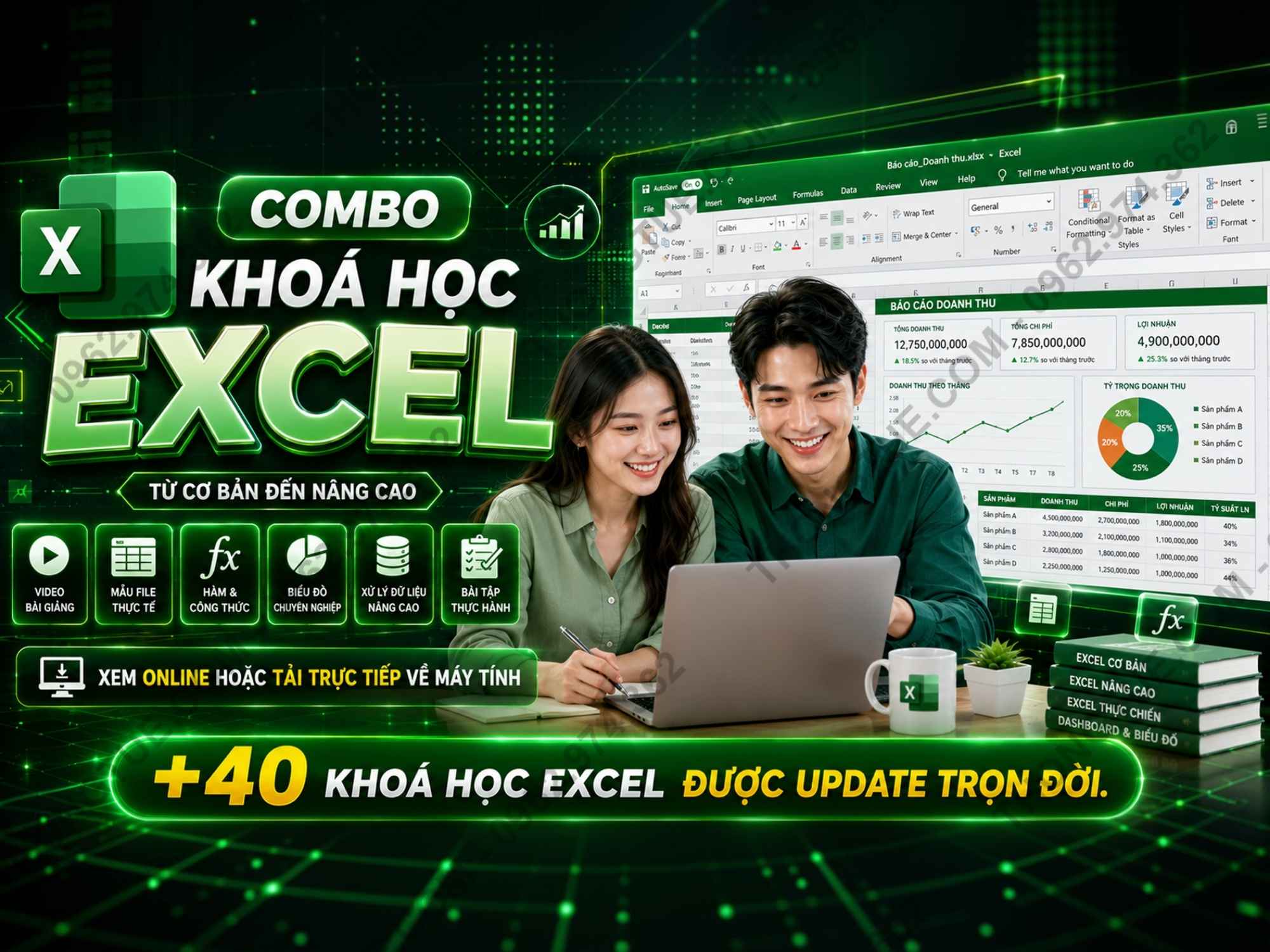 combo 40 khoá học đào tạo excel chi tiết 2026