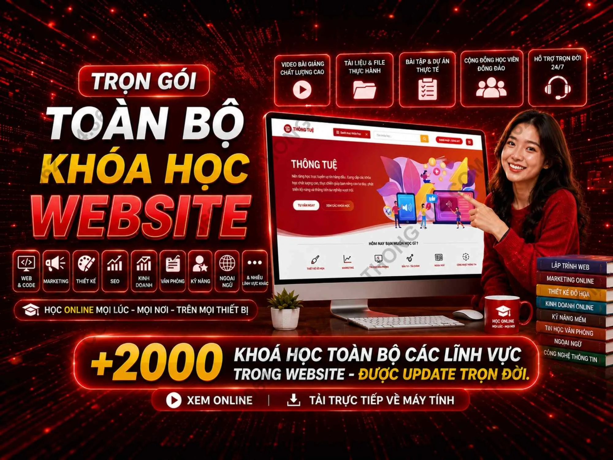trọn gói toàn bộ khoá học trong website mới nhất